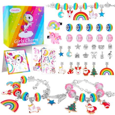 Coffret Création Bijoux Licorne pour Enfant, Idée Cadeau Anniversaire et Noël, 6-10 ans.