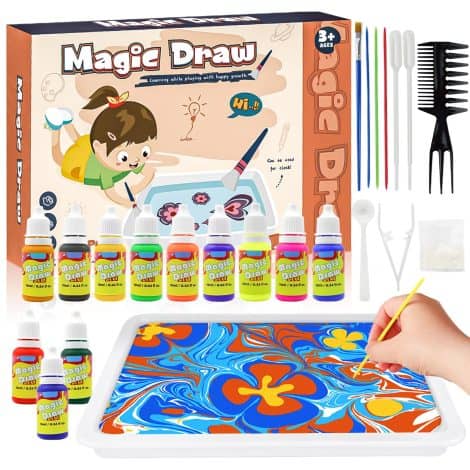 Kit créatif pour enfants avec 12 couleurs de peinture, idéal pour filles et garçons de 6 à 11 ans.