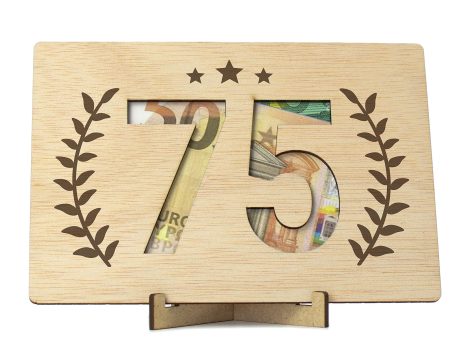 Carte d’anniversaire en bois pour célébrer les 75 ans, idéale comme cadeau de décoration pour homme, femme et papa.