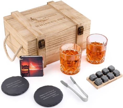 Coffret Whisky Verres Pierres: Idéal pour offrir à un homme, père, mari, petit ami lors d’anniversaire, Noël, Saint-Valentin.