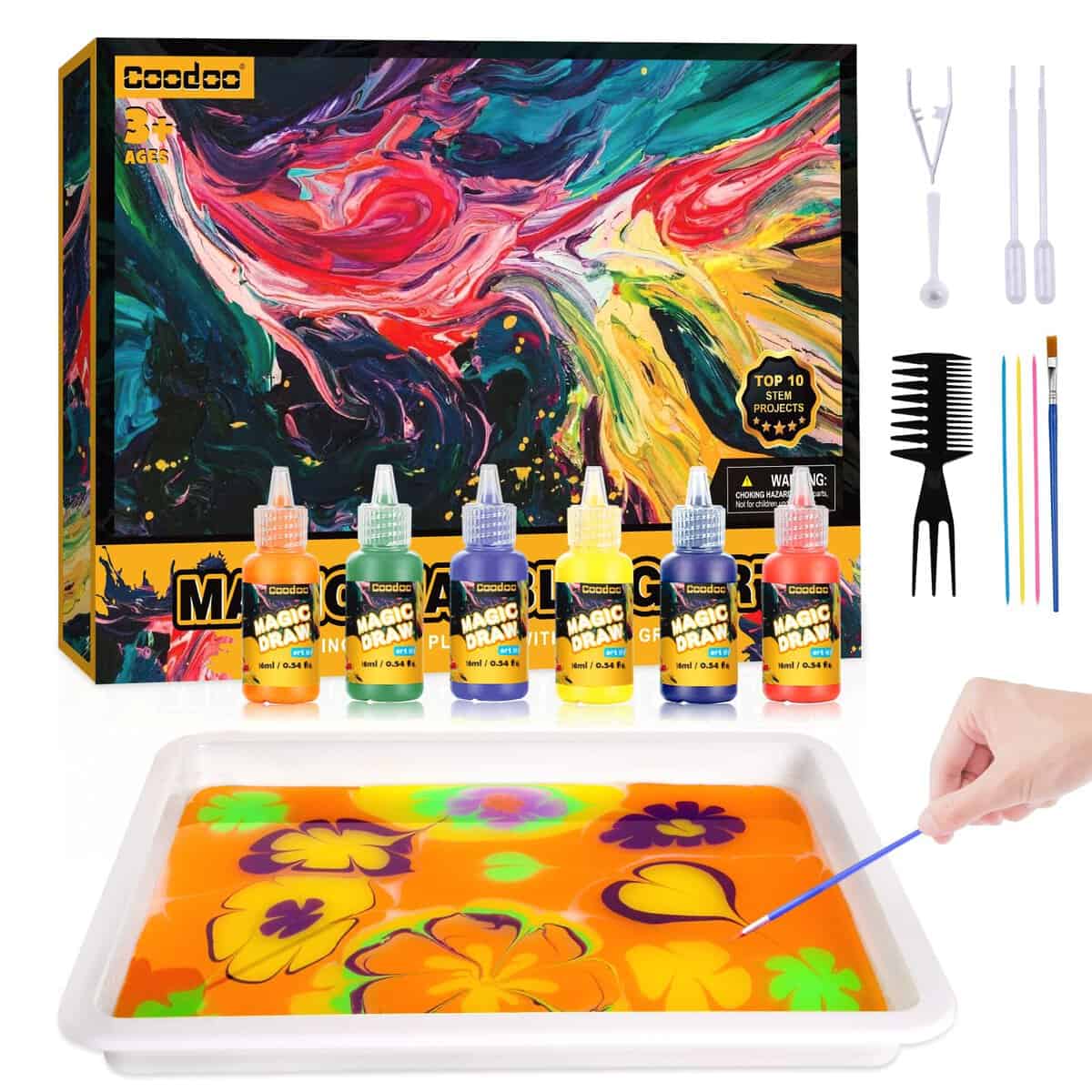 Peinture marbrée à l'eau pour enfants - Arts et artisanat pour filles et garçons Kits d'artisanat Cadeaux idéaux pour les enfants de 6 ans et plus 8-12 ans