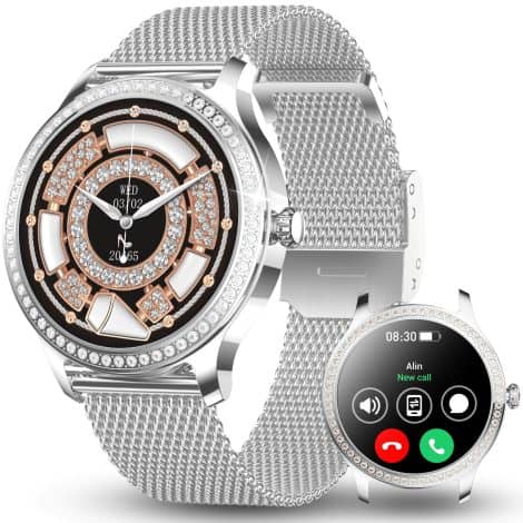 vvituaC Montre Connectée Femme – Smartwatch avec 100+ Modes Sportifs, Moniteur Cardiaque, Santé Féminine, Étanche IP68, iOS Android.