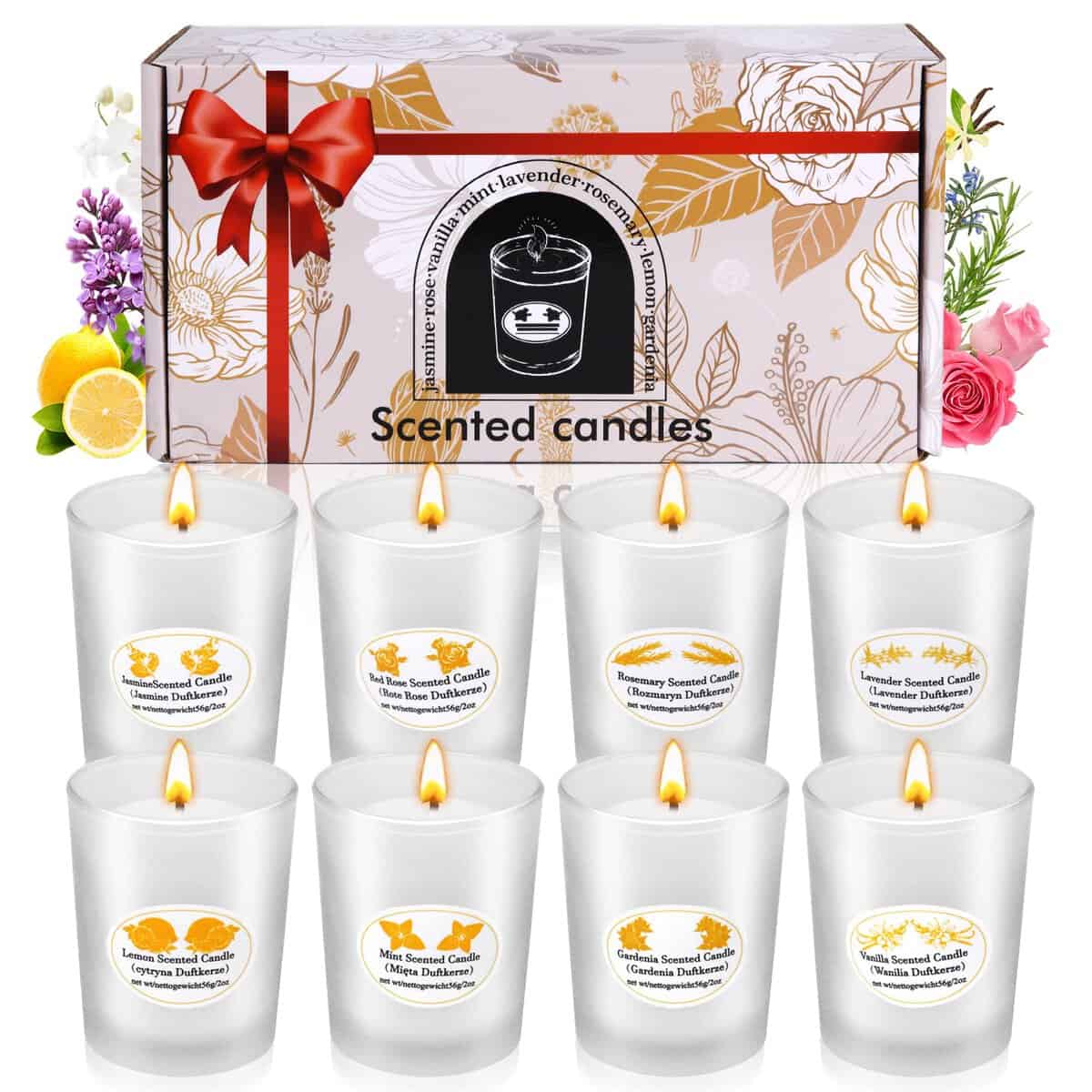 Bougies parfumées ensemble de cadeaux avec 8 parfums bougies pour la maison coffret bougies parfumées cadeau aromathérapie coffret bougies parfumées des mères cadeau pour son cadeau pour maman