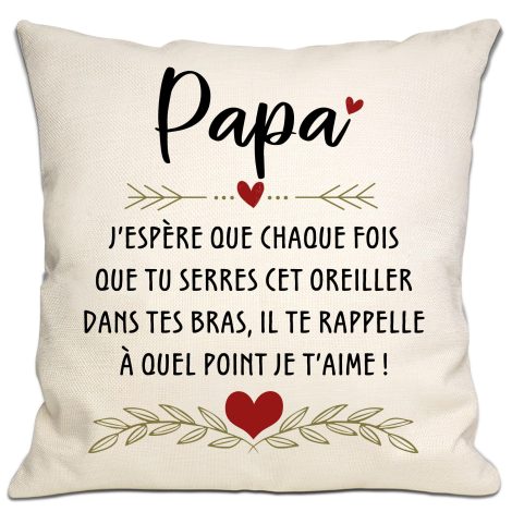 Coussin Chéri – Un doux rappel de mon amour pour toi, parfait pour papa à son anniversaire ou à Noël.