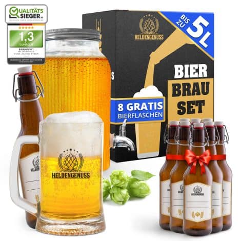 Heldengenuss Kit de Bière Blonde – Véritable expérience de brassage – Instructions vidéo incluses – Cadeaux de bière pour hommes – Brassez votre bière maison.