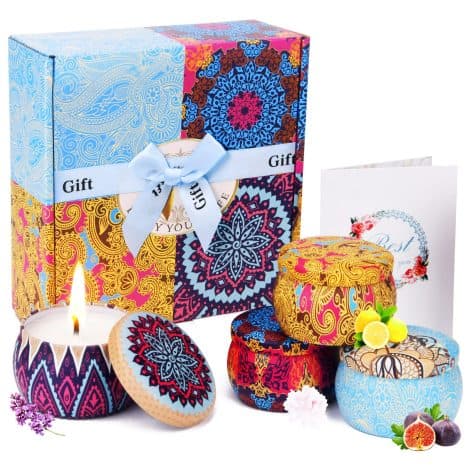 Ensemble de 4 bougies parfumées pour maman, à la cire de soja naturelle, pour détente et moments spéciaux.