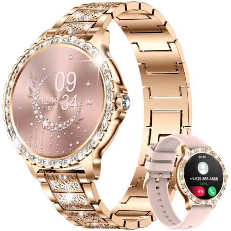 Montre intelligente féminine BANGWEI avec appel Bluetooth, écran de 1,32″, suivi sommeil et fréquence cardiaque, 20 modes sportifs, fonction féminine, étanchéité IP67. Compatible Android et iOS.