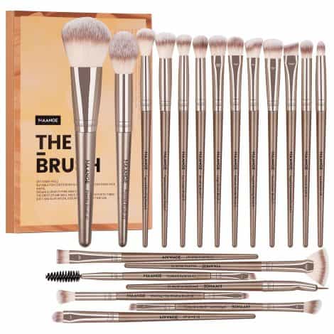 Ensemble de 20 pinceaux de maquillage MAANGE de haute qualité pour le visage et les yeux, avec coffret cadeau (champagne).