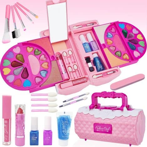 Ensemble de maquillage pour enfants Lavable Lubibi avec coffret et kit de cosmétiques sûrs, idéal pour les filles de 3 à 8 ans. Cadeau d’anniversaire de Noël.