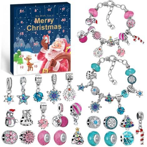 Calendrier surprise WEVOL pour filles de 5 à 13 ans avec bijoux et bracelets pour Noël.