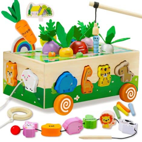 Jouet MutoToy® pour bébé de 1 an, jeu Montessori 1-2-3 ans, jouet éducatif en bois 6-en-1 pour les enfants de 1-2-3-4 ans. Cadeau parfait pour filles et garçons.