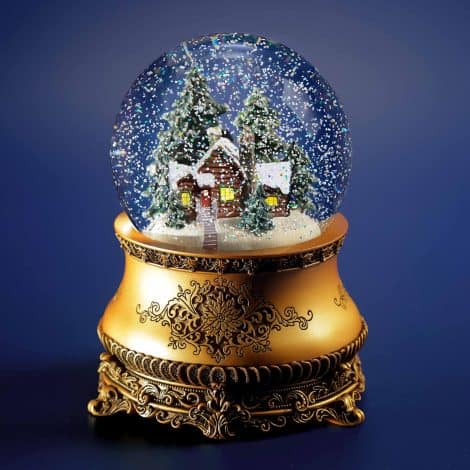 Boule à Neige Musicale « La Petite Maison dans la forêt », en Verre, avec tempête de Neige Automatique et illuminations. Idée Cadeau pour tous.