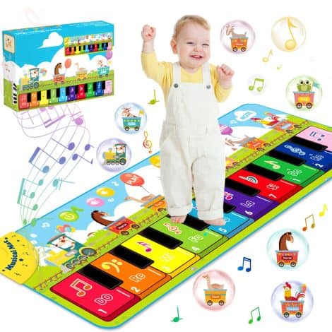 Tapis Piano Bébé avec 7 Animaux, Tapis de Danse Musical pour Enfants de 1 à 5 ans. Cadeau d’anniversaire ou de Noël pour Bébé.