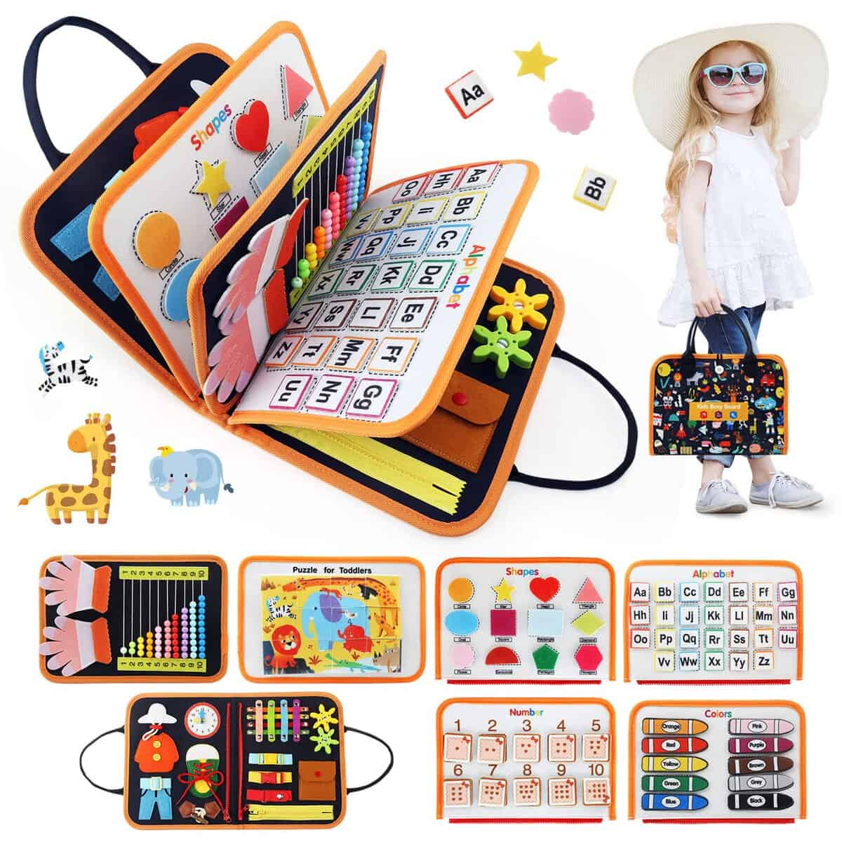 BelleStyle Busy Board Jouet Montessori pour Enfant 1 2 3 Ans, 5 Couches Planche Jouet Educatif pour Apprendre Motricité Fine, Tableau d'Activité et Développement Cadeau pour Garçons Filles 3 4 5 Ans