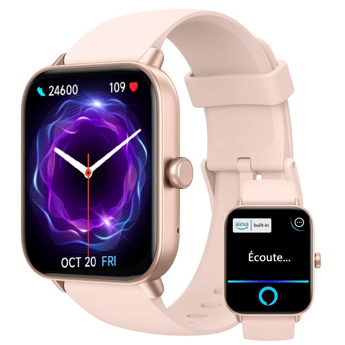 KALINCO Montre Connectée Femme Homme avec Alexa Intégré, 1,8" Smartwatch avec Appel Bluetooth, Podometre/Fréquence Cardiaque/Sommeil/SpO2, 100+ Modes Sportifs, Montre Intelligente pour Android iOS