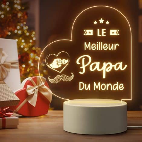 Veilleuse LED Cadeau Papa, Cadeau Anniversaire, Fête des Pères – Parfaite idée cadeau pour le meilleur papa du monde !