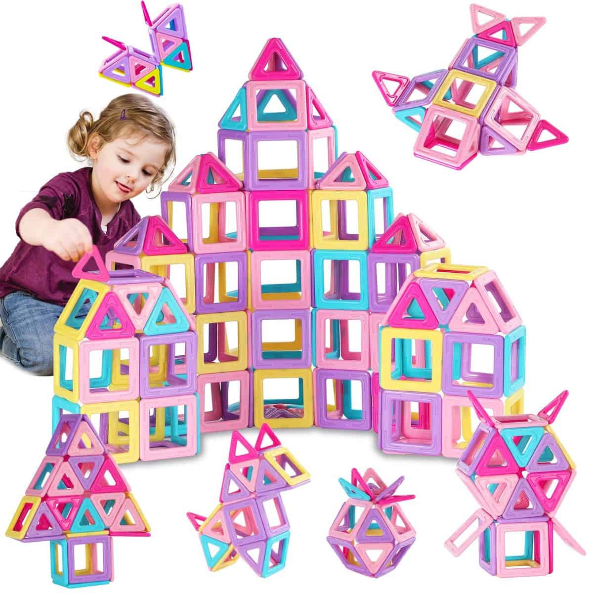 38pcs Jeu Bloc de Construction Magnétique Enfant Cadeaux D'anniversaire de Noël pour 3 4 5 6 ans Filles Garcons