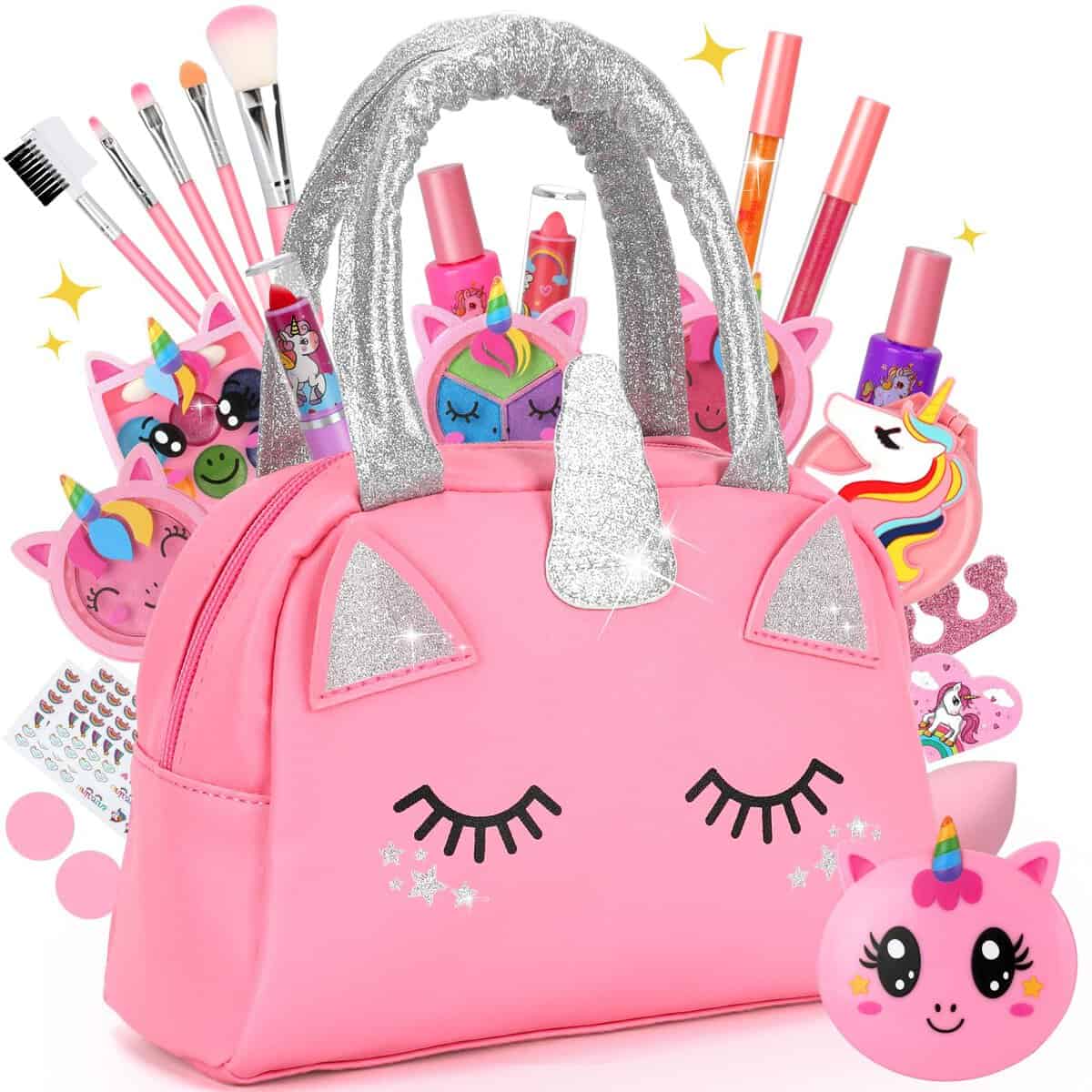 Aureyung Maquillage Enfant Fille, Lavable Coffret Maquillage Enfant, Palette Malette Maquillage Enfant, Jouets Maquillage Fille, Cadeau Anniversaire Noël pour Fille 3 4 5 6 7 8 9 10 Ans