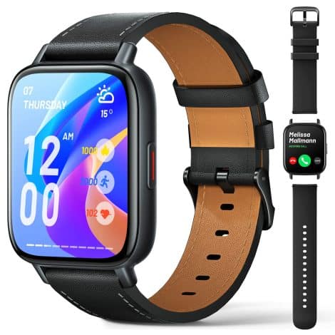 Montre connectée FMK pour homme et femme, téléphone, fitness, sport, fréquence cardiaque, sommeil, podomètre, message Android iOS.