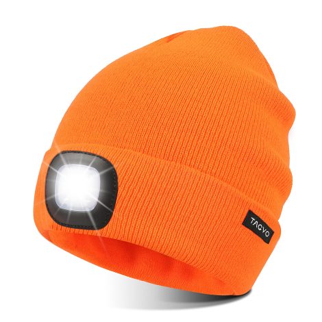 Casquette tricotée USB rechargeable à LED, parfaite pour les activités sportives hivernales.