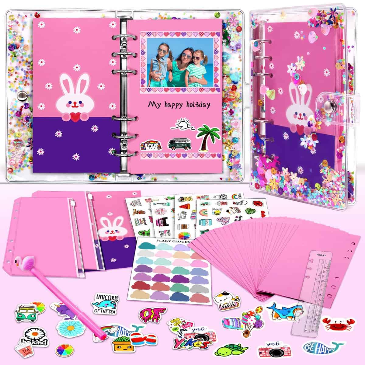 Cadeau pour fille de 6 7 8 9 10 11 12 13 ans - Kit de scrapbooking DIY pour enfant, journal intime pour fille, kit d'écriture pour fille, planificateur budgétaire pour fille