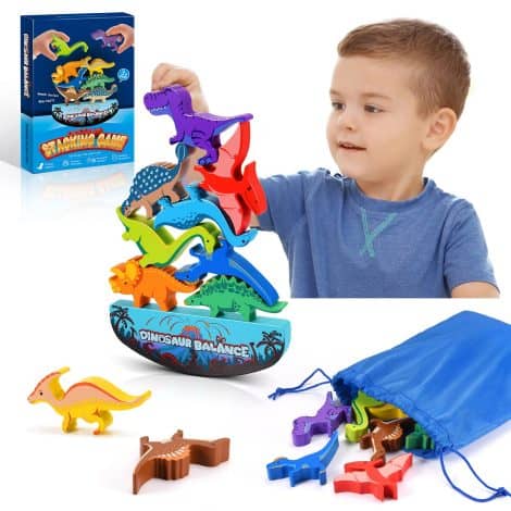 Jeu d’équilibre en bois Dinosaures DejaNard, idéal pour enfants – Montessori & cadeau pour enfants.