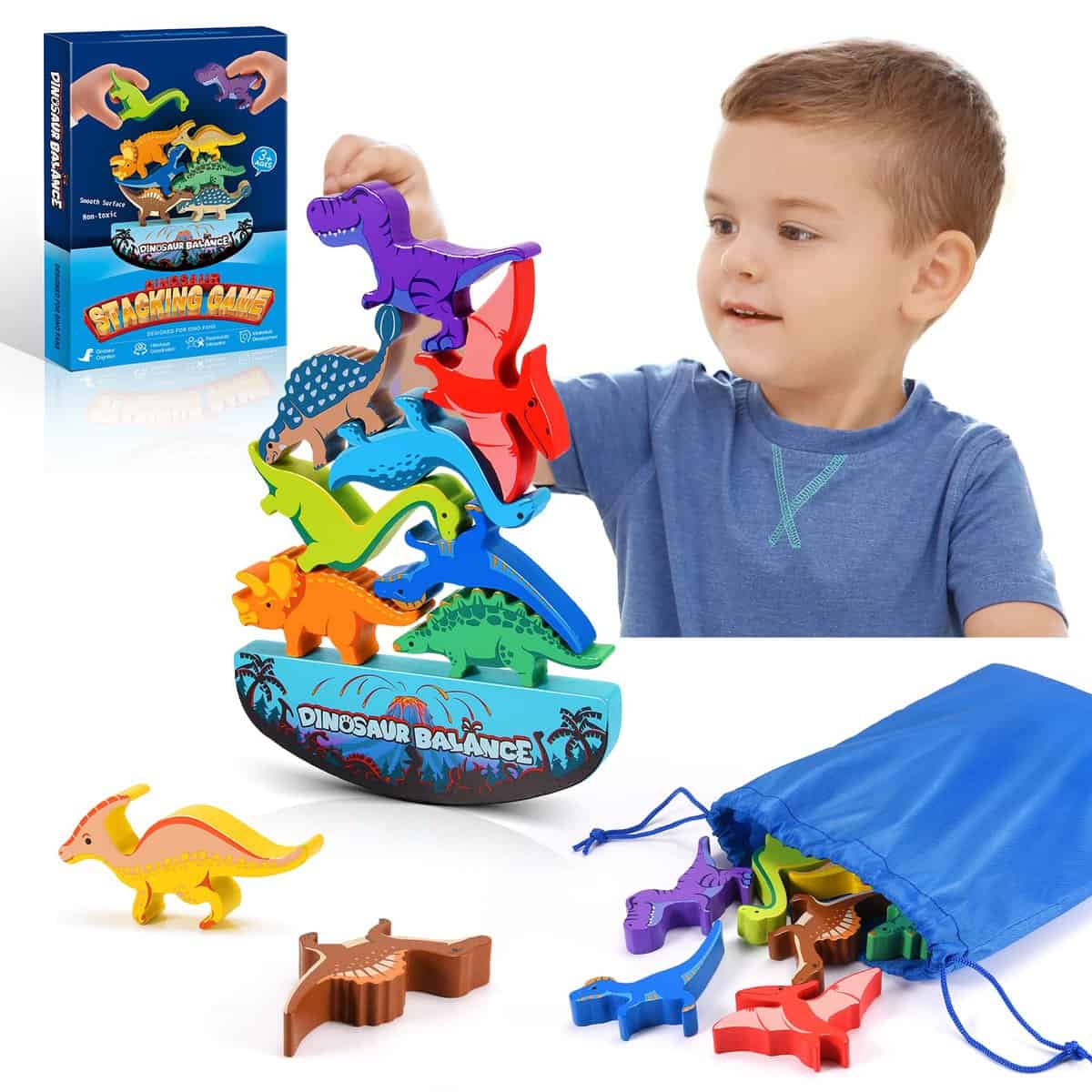 DejaNard Dinosaures Jouet D'équilibre en Bois pour Enfants - Jeux Montessori & Cadeau pour Enfants