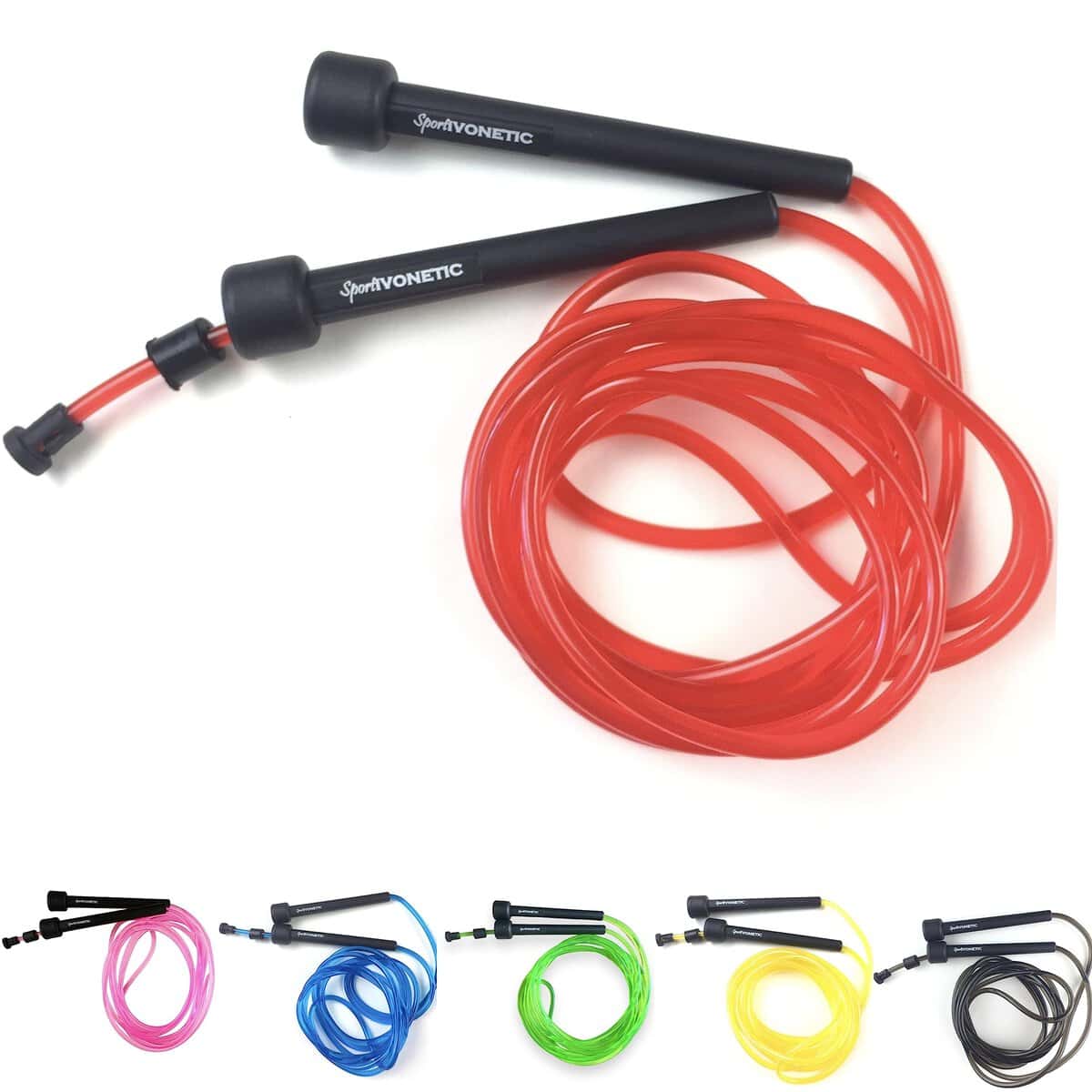 Sportivonetic Corde à sauter pour adultes et enfants, femmes et hommes – pour fitness, crossfit, sport, boxe et loisirs – Taille réglable – Speed Rope, Jump Rope, corde à sauter (verte)