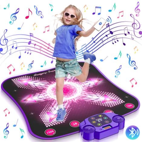 Cadeaux pour filles de 4 à 9 ans : Jouets et tapis de danse avec musique Bluetooth.