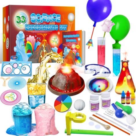 Kit scientifique pour enfants de 4-6-8-10 ans avec 33 expériences, jouets STEM éducatifs, ensemble de chimie, cadeau pour garçons et filles – Volcan actif.