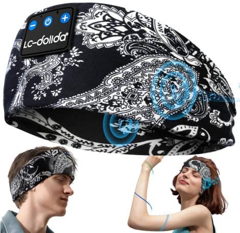 Écouteurs Bandeau Bluetooth LC-dolida pour Sport, Sommeil et Voyage, avec une qualité audio haute définition.