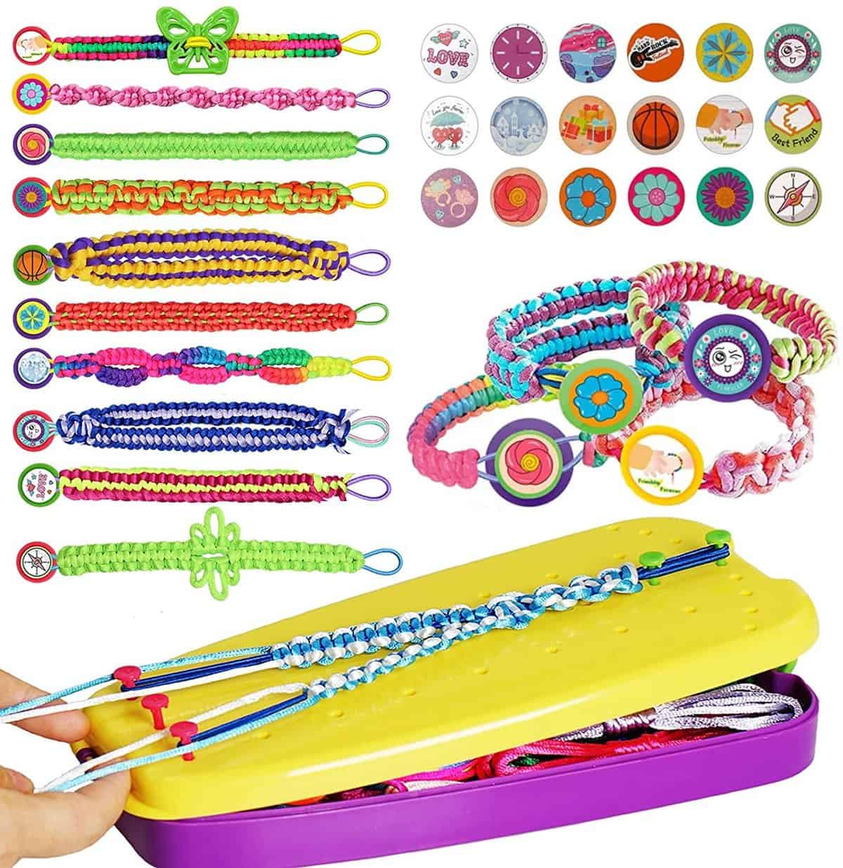 KEEHOM kit bracelet fille,Kit d'artisanat de bracelet d'amitié pour filles, DIY Kit Créatif Enfant, jouets d'art et d'artisanat pour filles de 6 7 8 9 10 11 12 ans Cadeau de Anniversaire