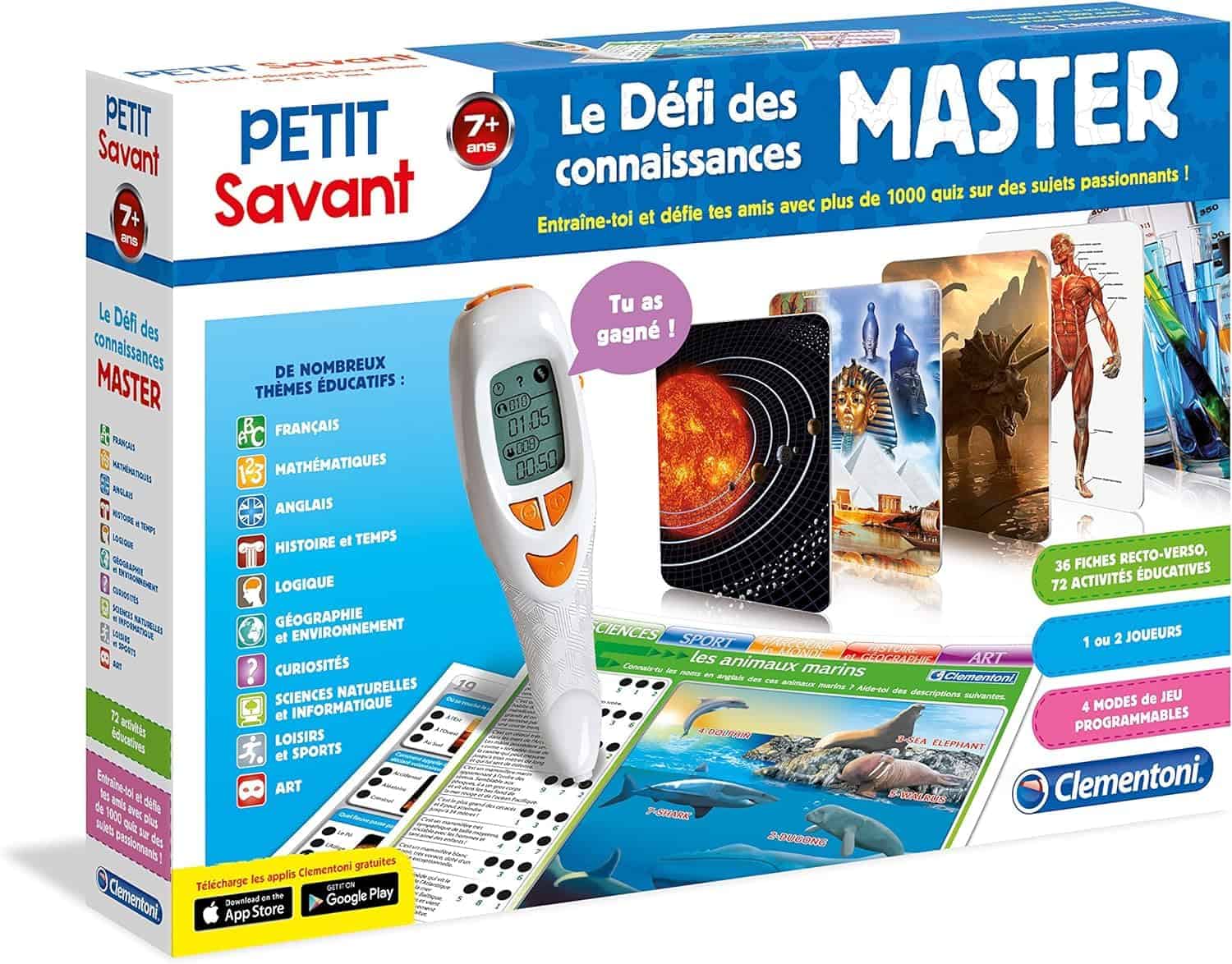 Clementoni - Le Défi des Connaissances Master - Jeu Intéractif - Plus de 1000 Quiz avec Thèmes Educatifs - Stylo Electronique Parlant - Pour Enfants de 7 à 12 Ans