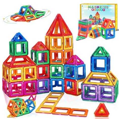 Jeux de construction aimanté, ludiques et éducatifs pour enfants de 3 à 9 ans, idéal comme cadeau de Noël ou d’anniversaire.