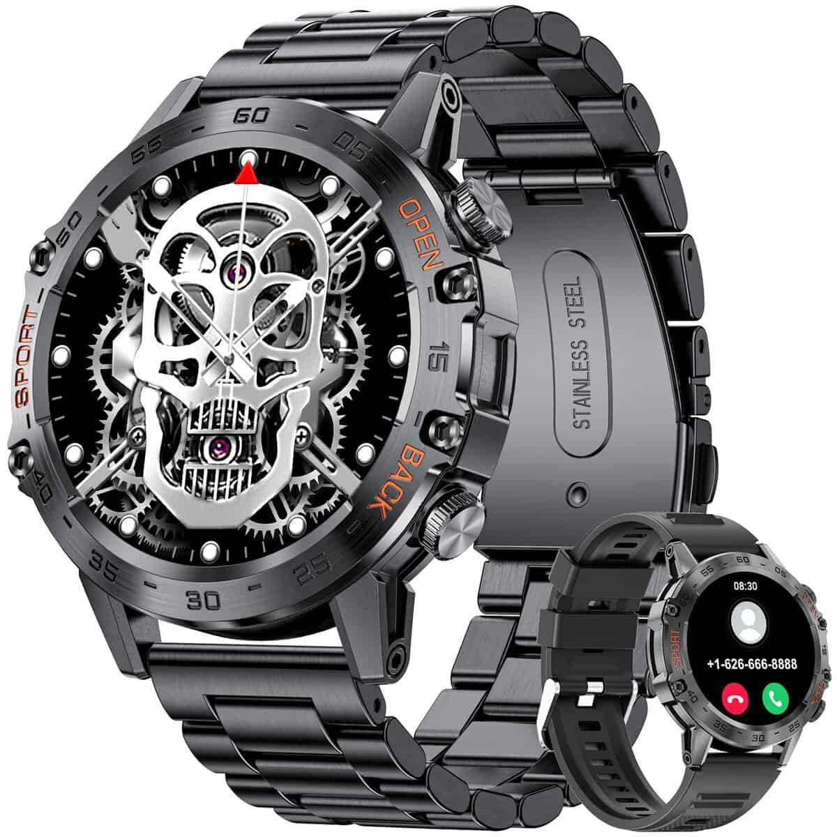 LIGE Militaire Montre Connectée Homme avec Appel Bluetooth, 1,39" HD avec 100+ Modes Sportifs Podomètre Moniteur de Fréquence Cardiaque Sommeil SpO2, 400mAh Étanche Montre Intelligent Smartwatch, Noir