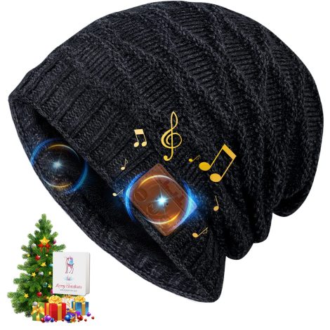 Idée cadeau homme : bonnet Bluetooth pour rester connecté pendant l’hiver. Idéal pour le sport et la musique. Taille unique.