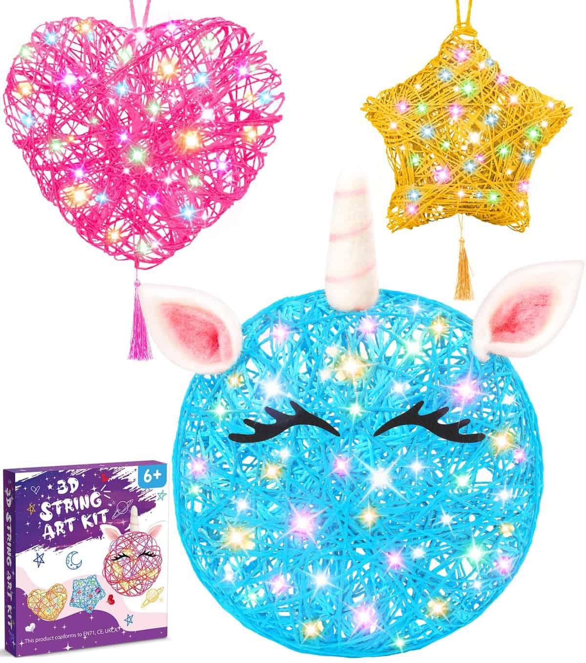 Ophy Cadeau Fille 6 7 8 9 10 11 12 Ans, 3D String Art Lampe Jouets avec 20 ampoules LED multicolores Jouet Fille 6-14 Ans Activites Manuelles pour Enfant, Amusants pour Enfants cadeau fille 10 ans