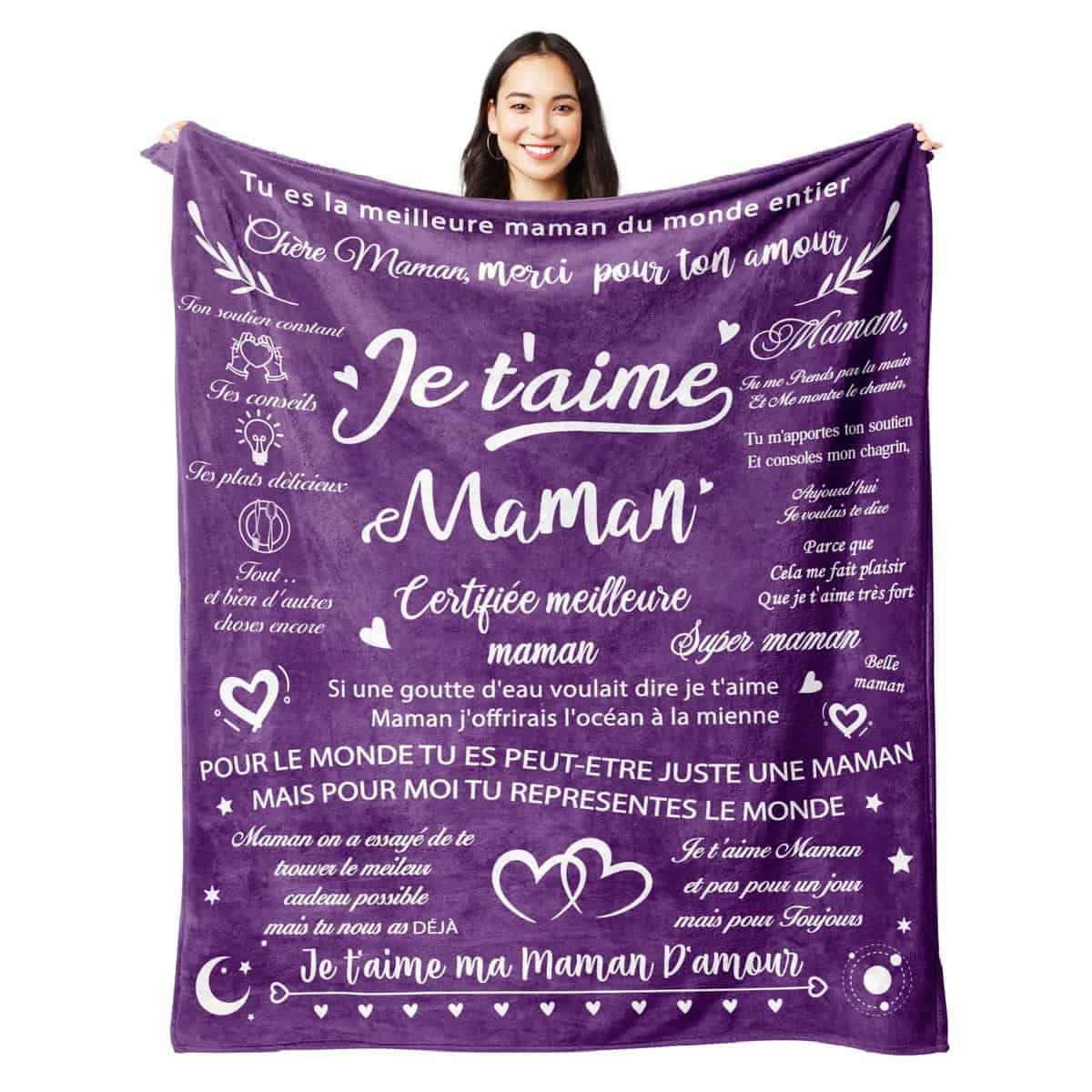 Juratar Plaid Couverture Polaire Cadeau Anniversaire Maman, Cadeaux de Fête des Mères et de Noël pour Maman, 62 * 52IN