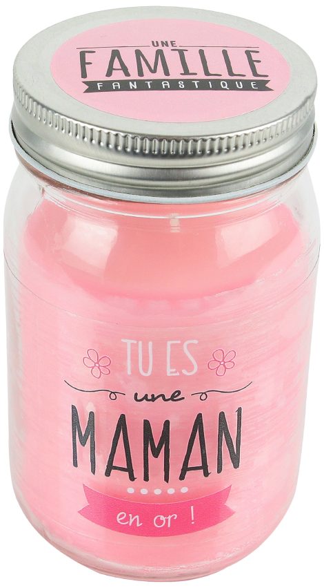 Exprimez-vous avec la bougie Mason Jar en cire et verre rose MO0156 (7,80 x 7,80 x 13,20 cm).