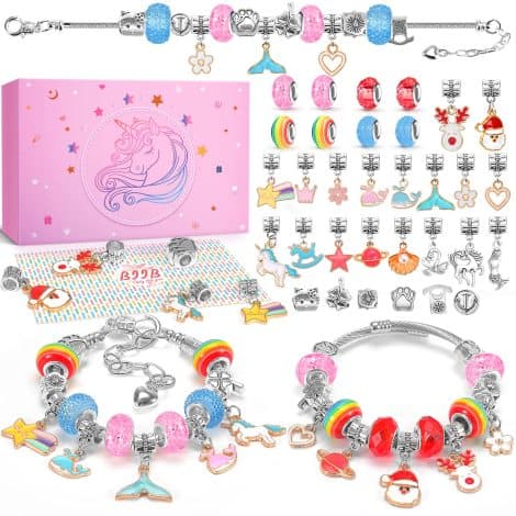 Bracelet de création de bijoux pour filles de 6 à 12 ans, idée cadeau pour adolescente, parfait pour Noël et anniversaire.