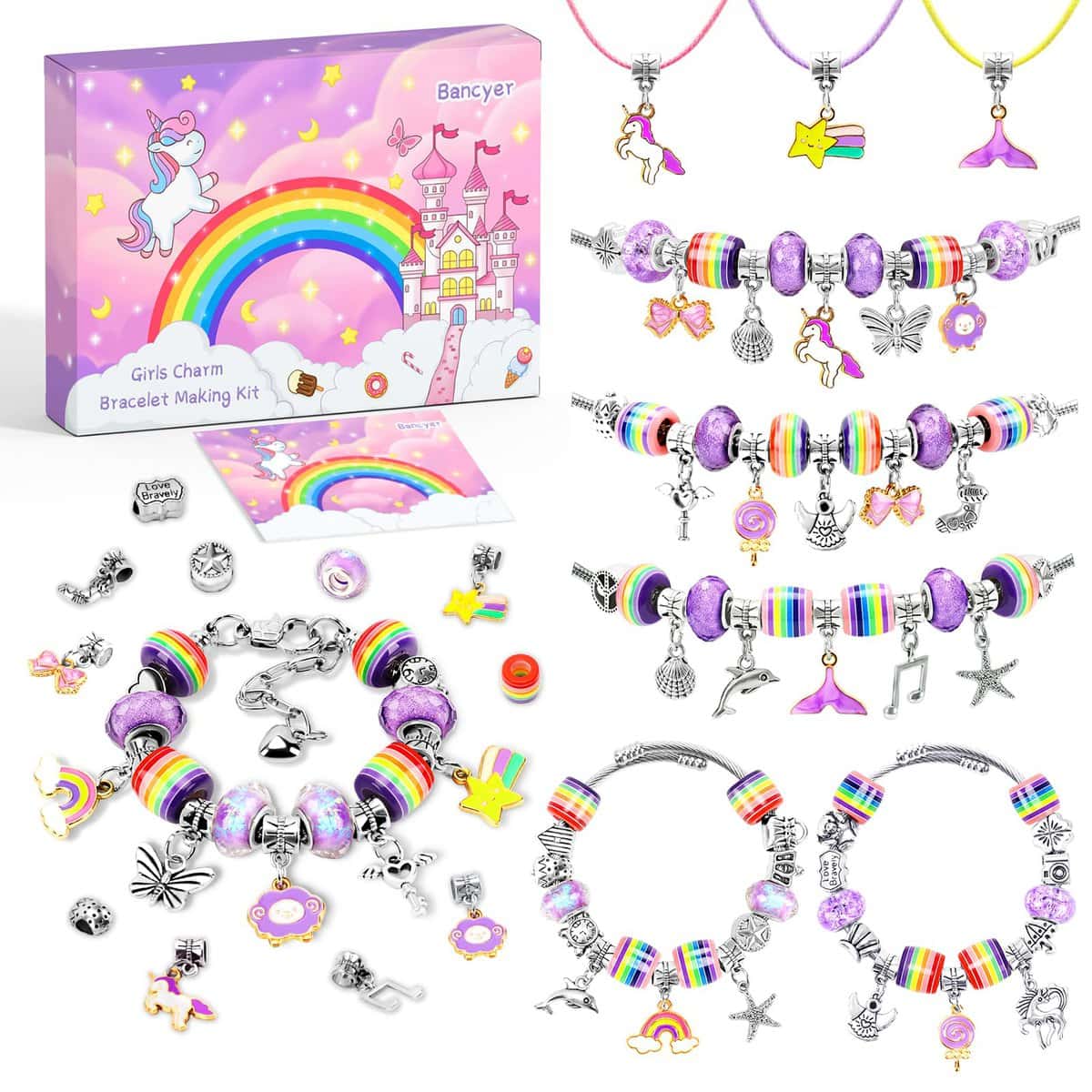 Bancyer Cadeau Fille 4 5 6 7 8 9 10 11 Ans, Kit Bracelet Fille, Jouet Fille 4-10 Ans, Fabrication Bijoux Enfants Fille, Cadeau Noel Fille, Loisirs Créatifs Fille Cadeau Anniversaire