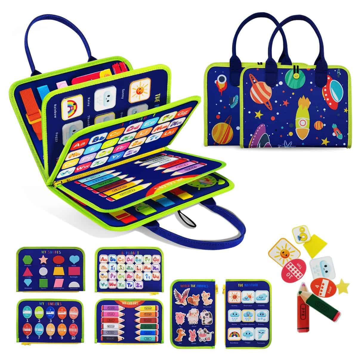 TenFans Tableau d'Activités - Jouets Montessori pour 3, 4 et 5 Ans - Jouets Sensoriels pour l'Autisme - Cadeau de Jouets pour Tout-Petits Garçons et Filles Développant Les Compétences Motrices