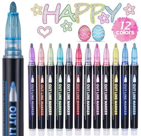 Stylos Paillettes ECtury, Idée Cadeau pour Filles de 4 à 12 ans, Marqueur Magique avec 12 couleurs, pour Dessin, Scrapbooking, Carte Cadeau.