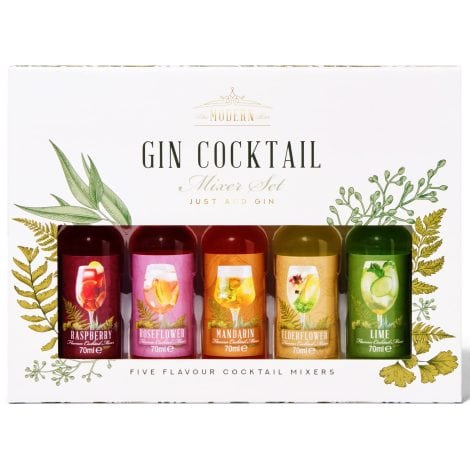 Coffrets de délicieux cocktails pour gin sans alcool – Assortiment premium de 5 mélangeurs de 70 mL chacun.