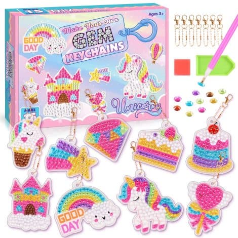 Kit de peinture diamant licorne pour enfants de 5 à 12 ans, loisir créatif cadeau fille.