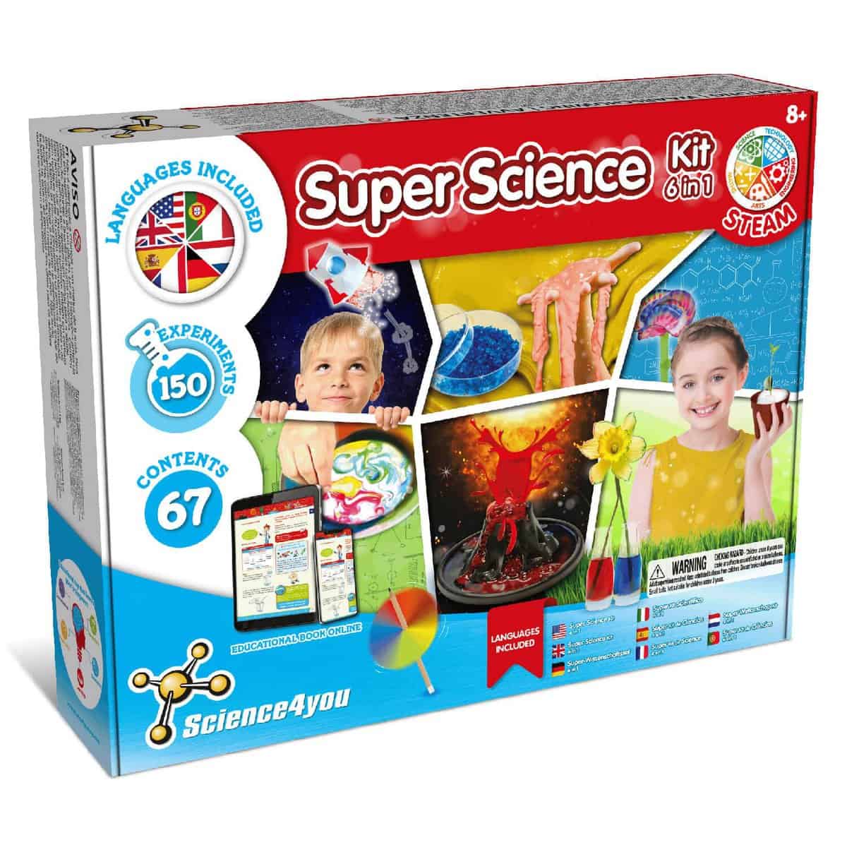 Science4you - Super Kit Scientifique pour Enfants +8 Ans - 150 Experiences Scientifiques et Activités Manuelles: Laboratoire de Chimie et Kit Volcan, Kits Éducatifs et Jeux Science Enfant 8-12 Ans