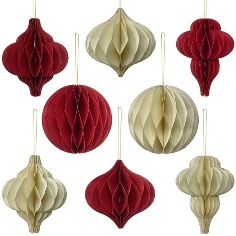 Décoration de Noël de qualité supérieure réutilisable – Décoration de Noël pour sapin – Décoration de Noël intérieure en papier – Déco de Noël rétro – Boules de Noël en papier – décorations de Noël suspendues.