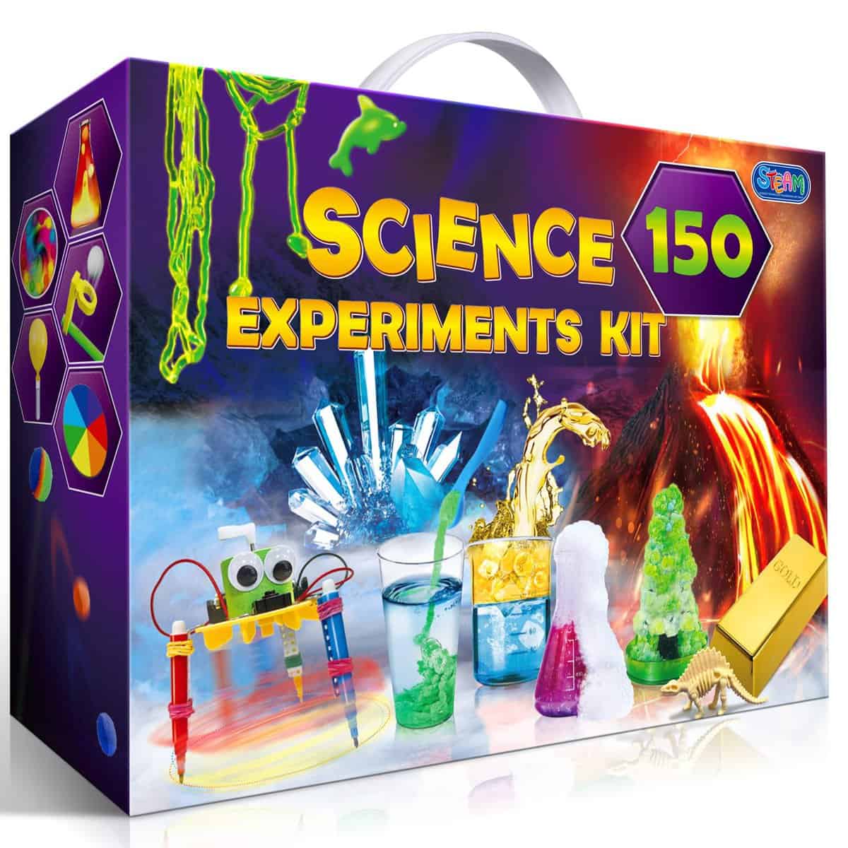 UNGLINGA 150 Kits Scientifiques d'expériences pour Enfants âgés de 4 à 6 à 8 à 10 à 14 ans, Jouets éducatifs pour Projets STEM, Idée cadeau d'anniversaire pour Garçons et