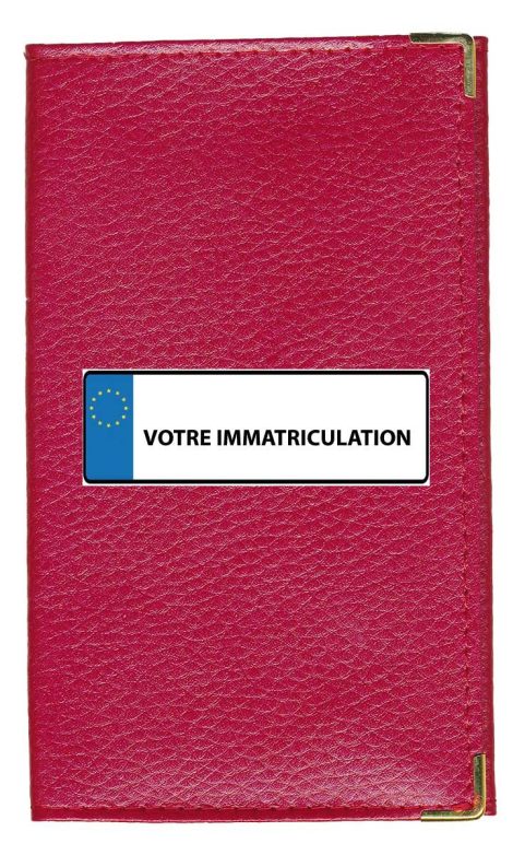 Plaque en cuir rouge personnalisée avec immatriculation, pour femme ou homme – Syl’la Porte-cartes Grise et Papier Voiture.