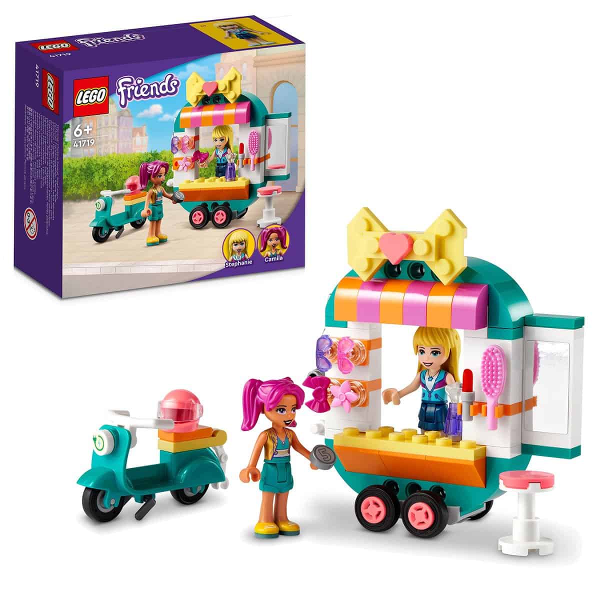 LEGO 41719 Friends La Boutique de Mode Mobile, Jouet de Petit Salon de Coiffure pour Mini-poupées d'Heartlake City, Idée Cadeau Filles et Garçons 6 Ans